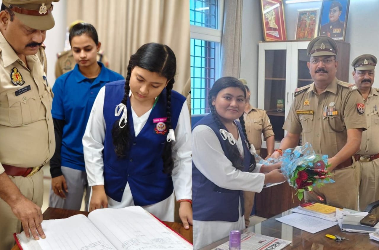 मिशन शक्ति के तहत काव्या त्रिपाठी बनी एक दिन की गोरखनाथ थाना प्रभारी, इंस्पेक्टर शशिभूषण राय ने किया स्वागत