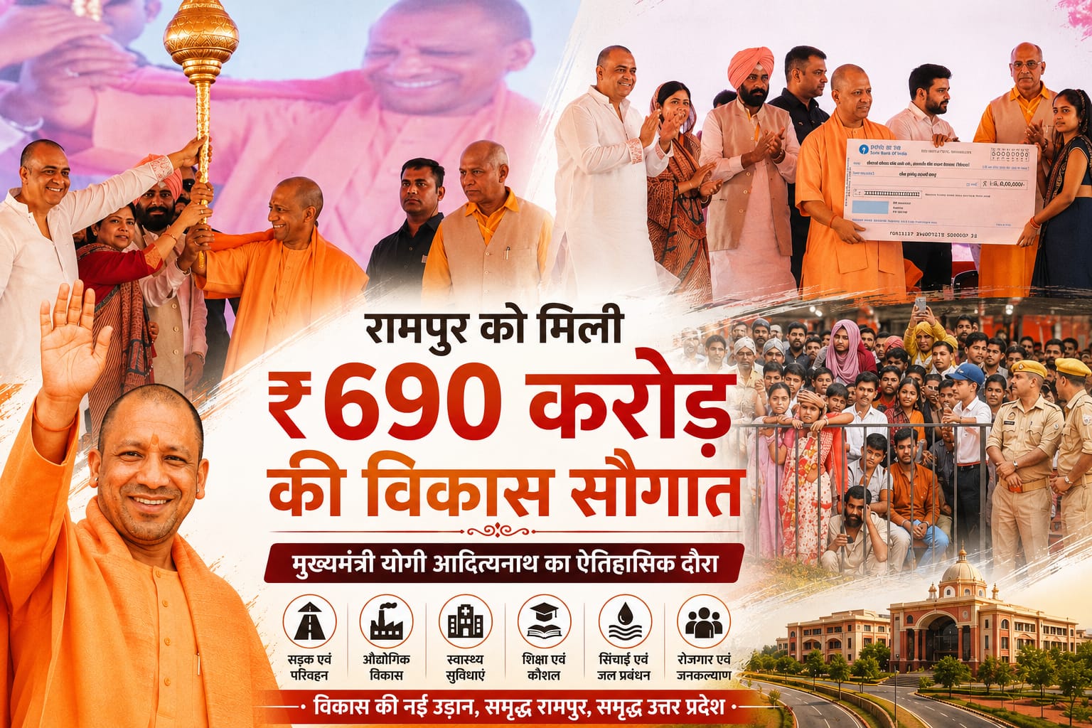 रामपुर को मिला विकास का सबसे बड़ा तोहफा, सीएम योगी ने दी ₹690 करोड़ की ऐतिहासिक सौगात