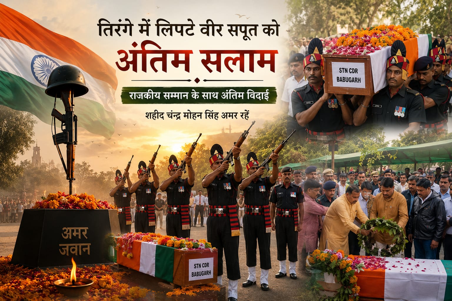 तिरंगे की शान को अंतिम सलाम, वीर सपूत चंद्र मोहन सिंह पंचतत्व में विलीन, राजकीय सम्मान के साथ की गई अंतिम विदाई