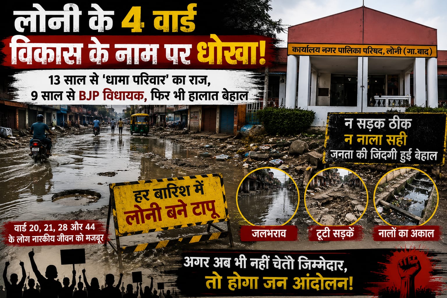 वोट लिया, विकास नहीं दिया: लोनी के वार्ड 20, 21, 28 और 44 के लोगों ने खोली व्यवस्था की पोल