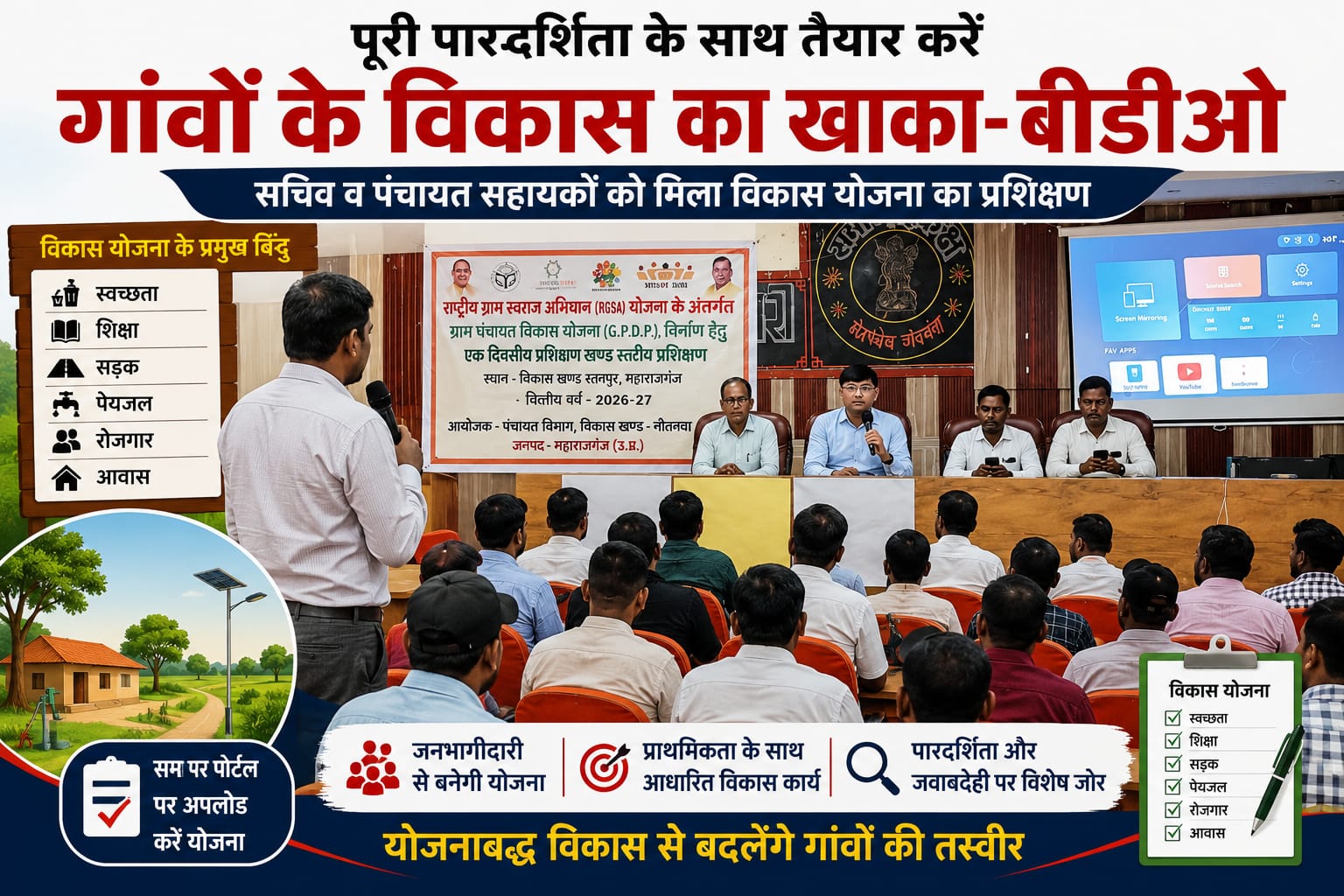महराजगंज में गांवों की तस्वीर बदलने की तैयारी, पंचायत सचिवों को मिला विकास योजना का प्रशिक्षण
