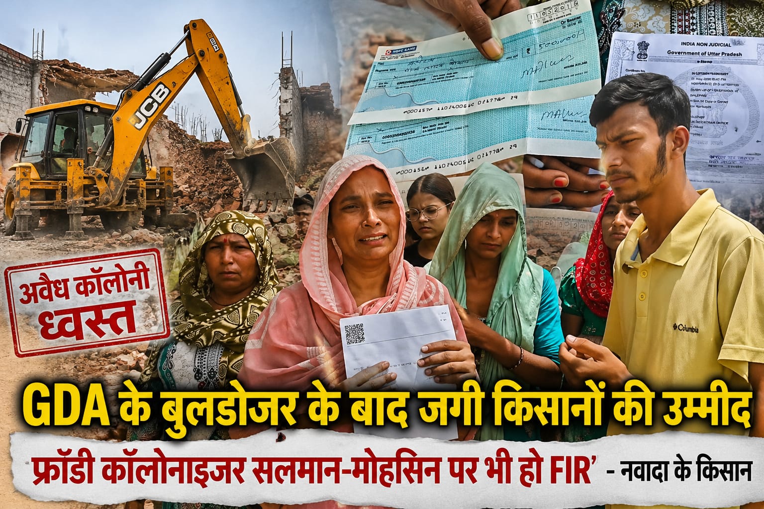 गाजियाबाद में GDA की कार्रवाई के बाद किसानों की गुहार, धोखाधड़ी करने वालों पर दर्ज हो FIR