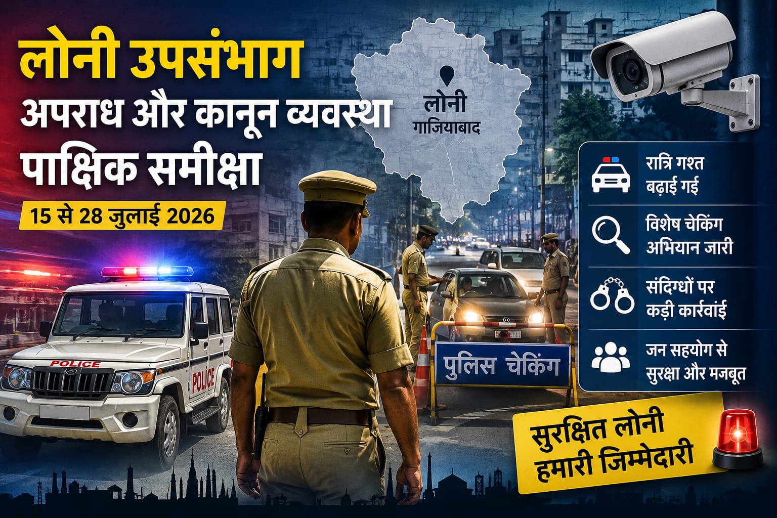 लोनी में अपराध और कानून व्यवस्था की पाक्षिक समीक्षा, देखिए 15 से 28 जुलाई तक पुलिस कार्रवाई का पूरा रिपोर्ट कार्ड