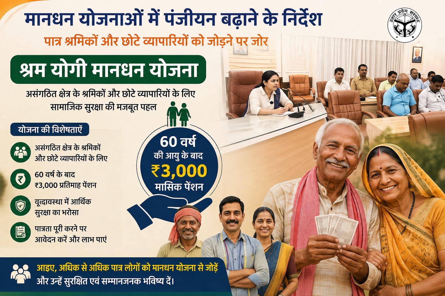 सामाजिक सुरक्षा को मजबूत करने की पहल, कुशीनगर में मानधन योजनाओं के व्यापक प्रचार-प्रसार के निर्देश